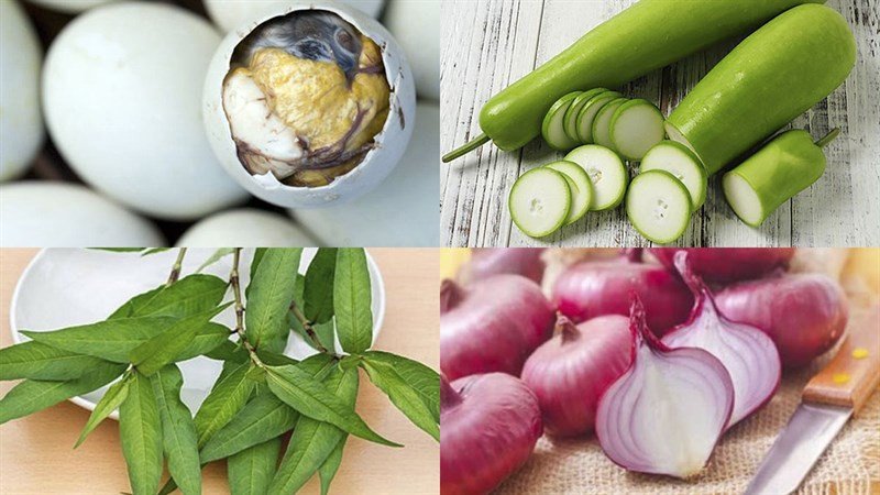 Chuẩn bị nguyên liệu cho cách nấu vịt lộn um bầu rau răm