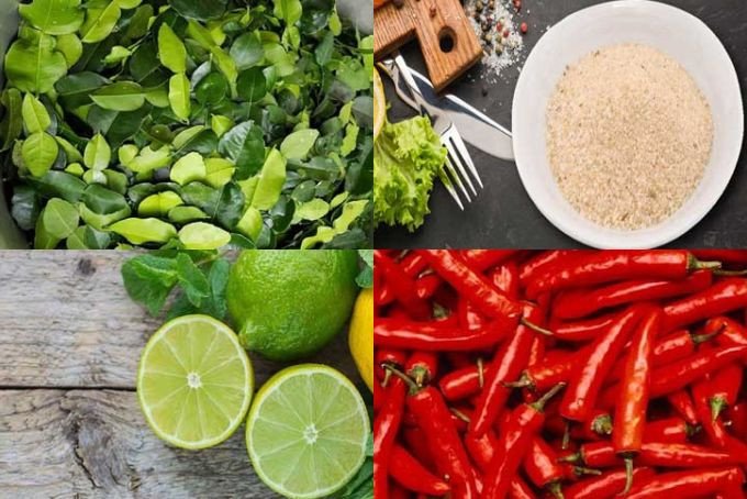 Chuẩn bị nguyên liệu cho muối chấm thịt gà tiêu chanh truyền thống