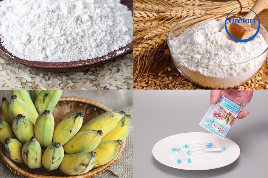 Chuẩn bị nguyên liệu làm bánh chuối chiên bằng bột gạo
