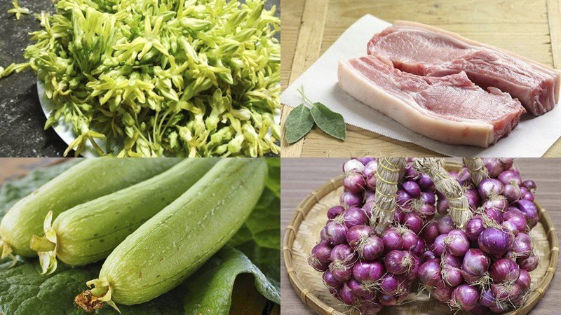 Chuẩn bị nguyên liệu nấu canh hoa thiên lý mướp hương