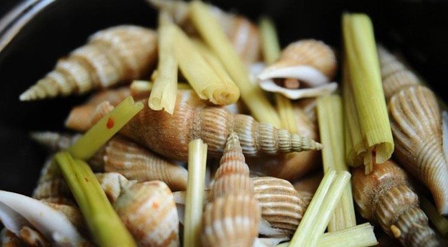 Chuẩn bị nồi luộc ốc nhảy với sả gừng lá chanh