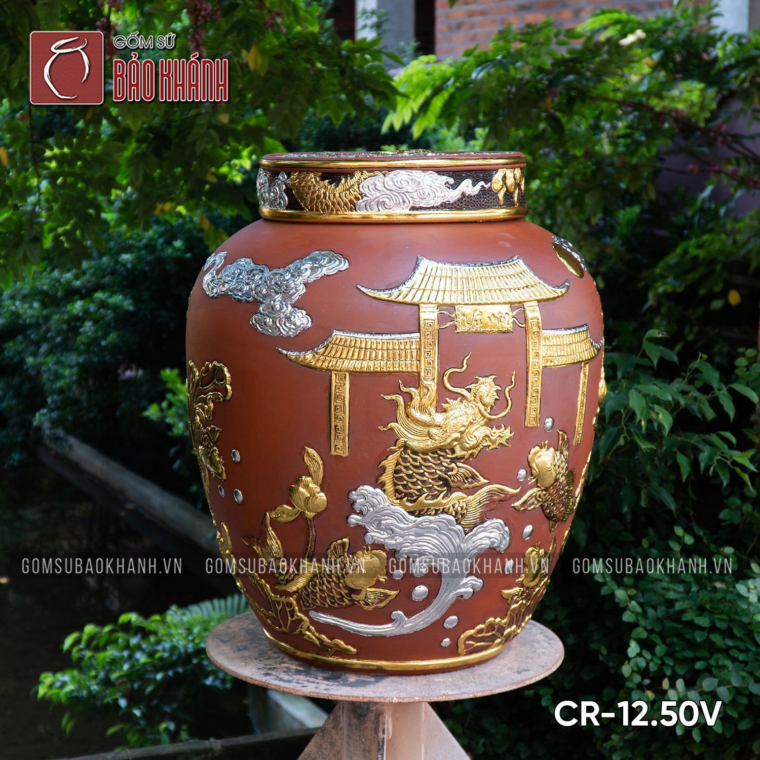 Chum sành Đông Sơn dát vàng cao cấp dung tích 50 lít