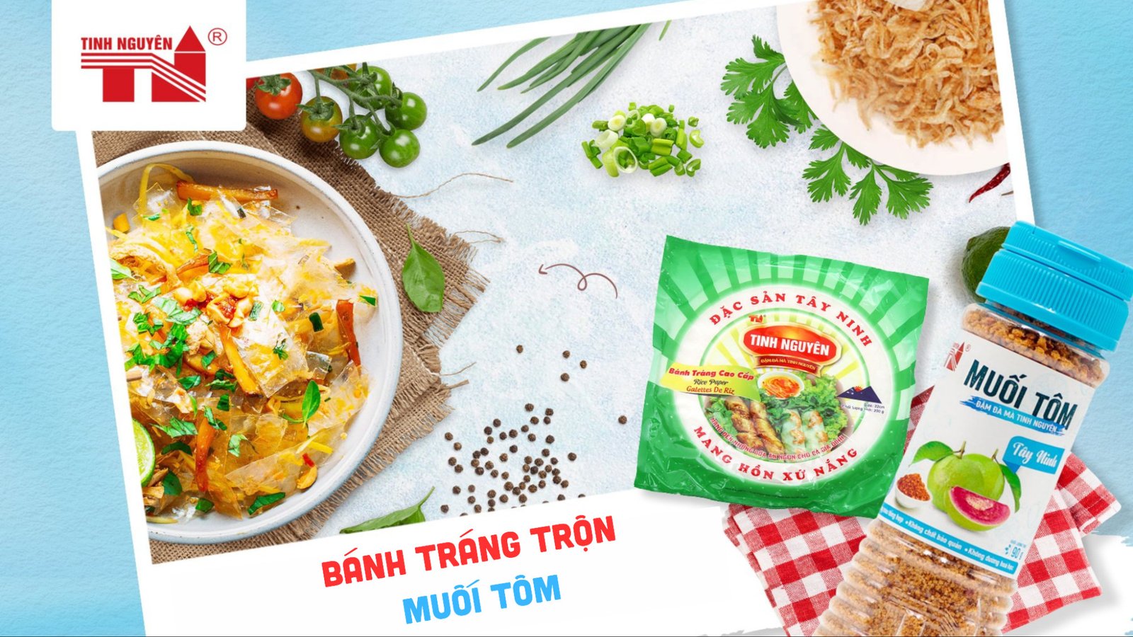 Combo Bánh tráng và muối tôm Tây Ninh giúp món bánh tráng trộn thơm ngon đậm đà