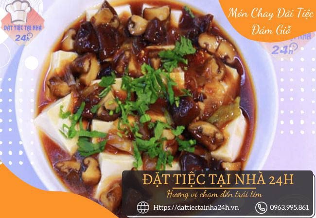Đậu hũ non sốt nấm chay sánh mịn