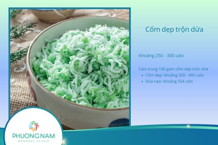 Cốm Dẹp Trộn Dừa Bao Nhiêu Calo? Phân Tích Dinh Dưỡng Chuẩn Xác Đĩa cốm dẹp trộn dừa tươi ngon với dừa nạo trắng