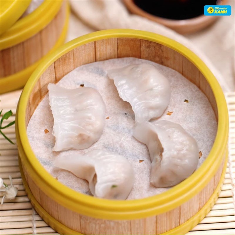 Đĩa há cảo hấp tôm thịt thành phẩm thơm ngon