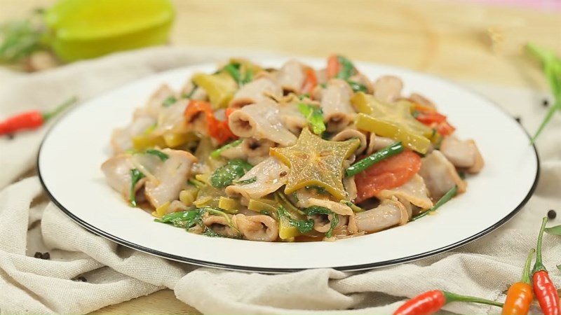 Đĩa lòng heo xào khế chua thanh, bắt vị