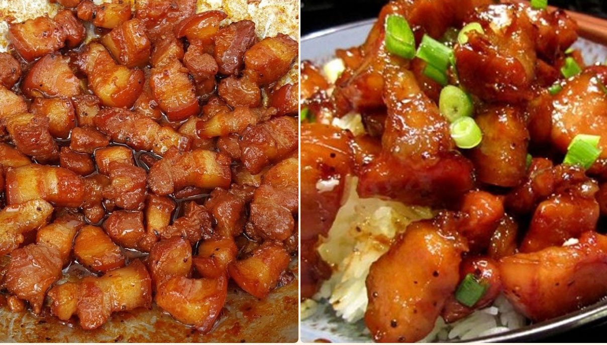 Đĩa thịt kho vàng ươm, hấp dẫn sau khi hoàn thành công thức làm món thịt kho