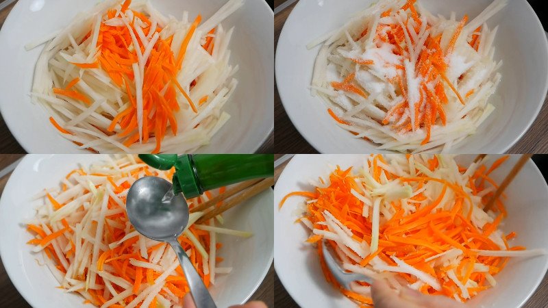 Đồ chua từ su hào và cà rốt cho món bún trộn thịt nướng