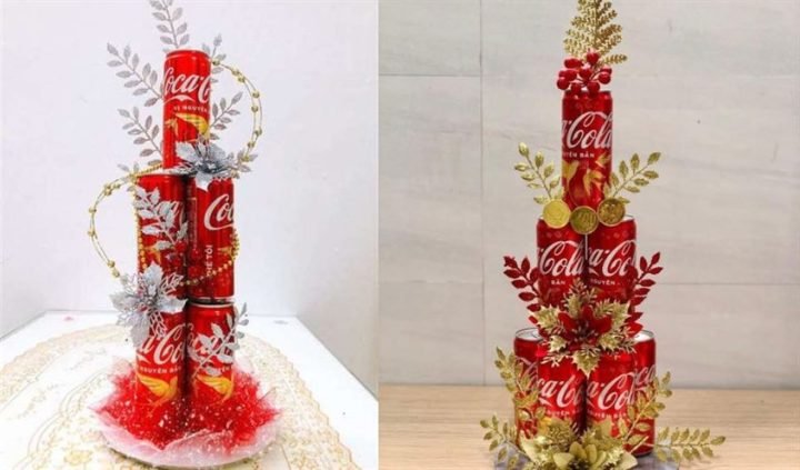 Cách Làm Tháp Bánh Và Nước Ngọt Độc Đáo Trang Trí Tết Dựng cấu trúc tầng dưới cho tháp nước ngọt Coca Cola độc đáo