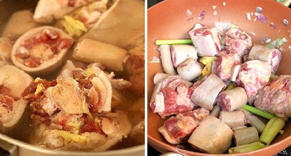 Đuôi bò đang được hầm mềm trong nồi áp suất để nấu lẩu