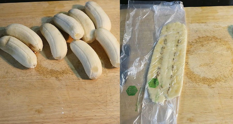 Ép chuối làm bánh chuối chiên