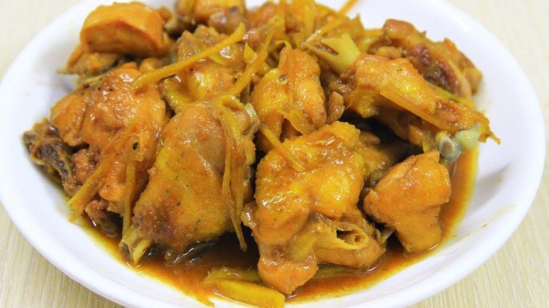 Gà kho gừng ấm nồng
