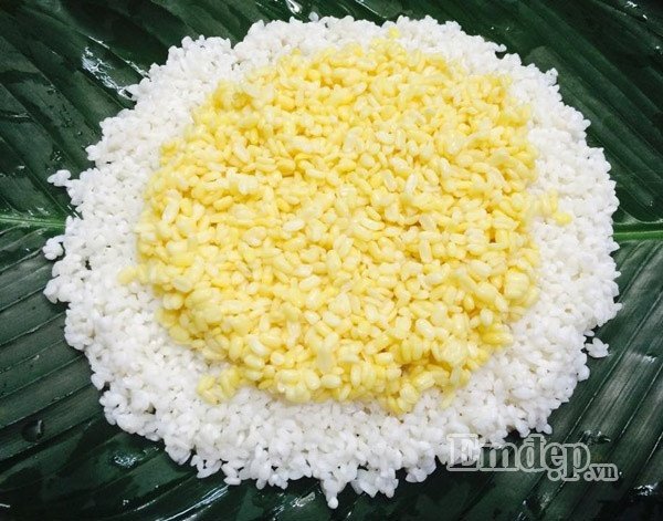 Gạo nếp cái hoa vàng và đậu xanh bóc vỏ