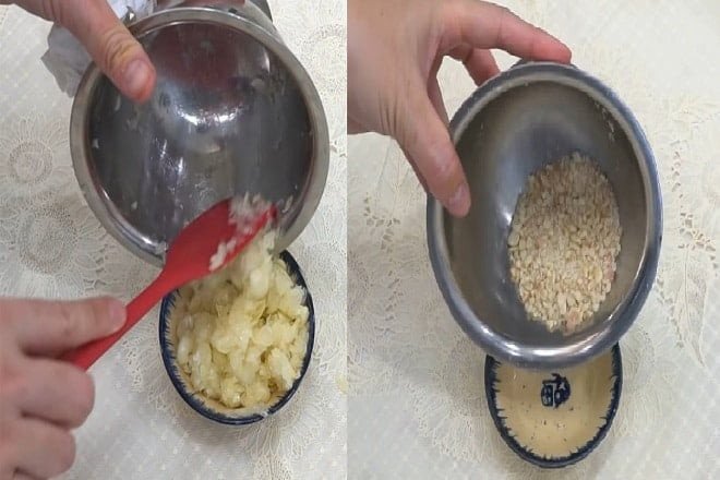 Giã củ nén và đậu phộng là bước quan trọng để làm nước dùng mì Quảng