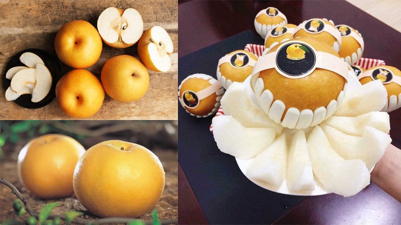 Giỏ lê Hàn Quốc tươi ngon tại cửa hàng, sẵn sàng cho người tiêu dùng tìm mua để biết 100g lê hàn quốc bao nhiêu calo