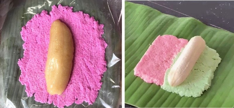 Gói bánh sắn gói lá chuối hấp