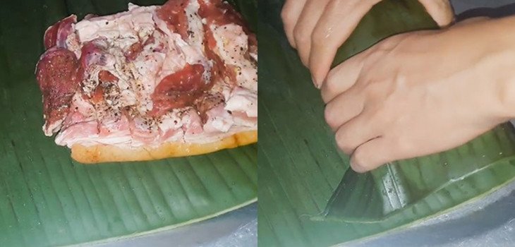 Gói giò me bằng lá chuối