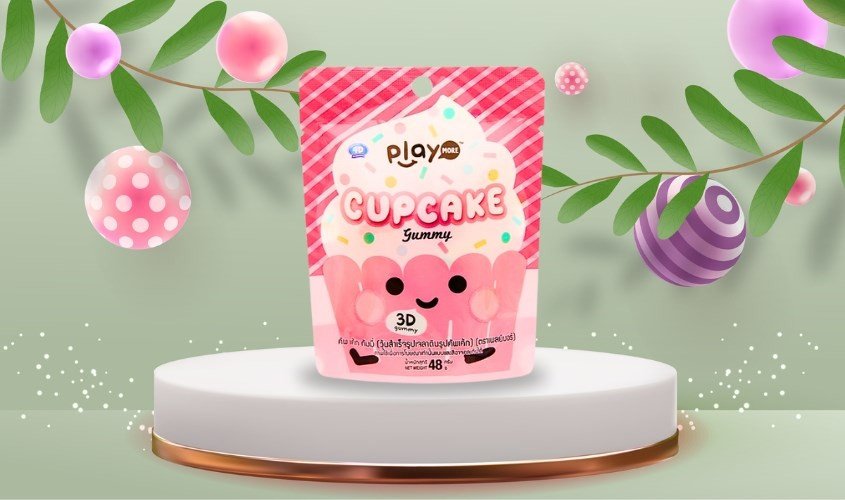 Gói kẹo dẻo hình cupcake hương trái cây PlayMore