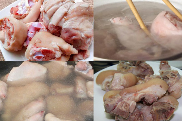 Hầm giò heo cho nước dùng bún riêu cua thịt xay