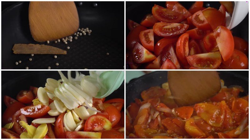 Hầm mềm cà chua cùng các loại gia vị đặc trưng