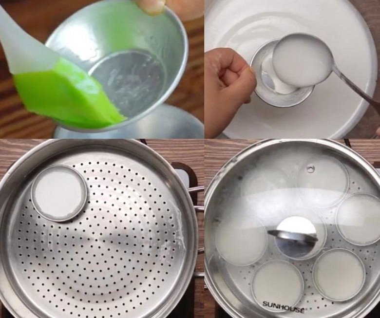 Hấp bánh bò rễ tre bột mì