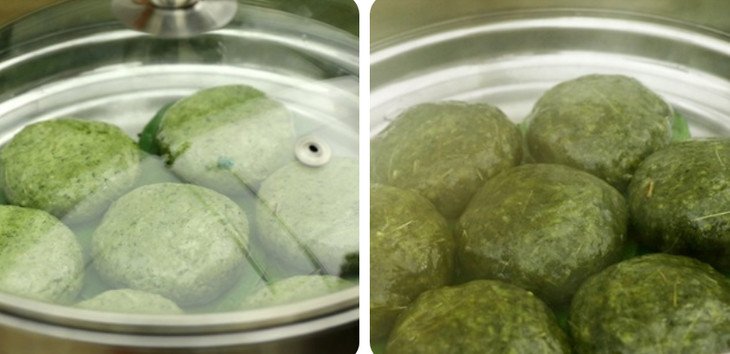Hấp bánh ngải cứu đã gói cho đến khi chín mềm