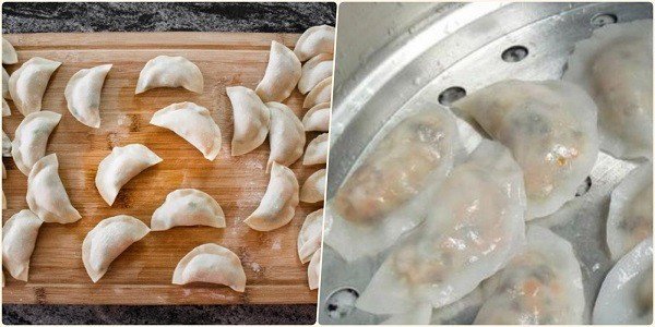 Hấp chín bánh gối bằng xửng hấp truyền thống