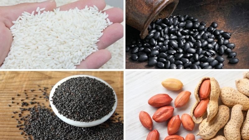Hạt gạo nếp cái hoa vàng và đỗ đen xanh lòng chất lượng cho món xôi hấp