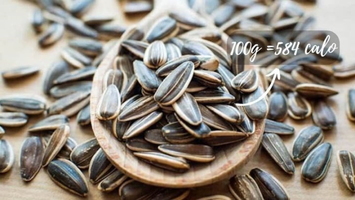 Hạt hướng dương khô chưa rang, mô tả lượng calo trong 100g hạt hướng dương