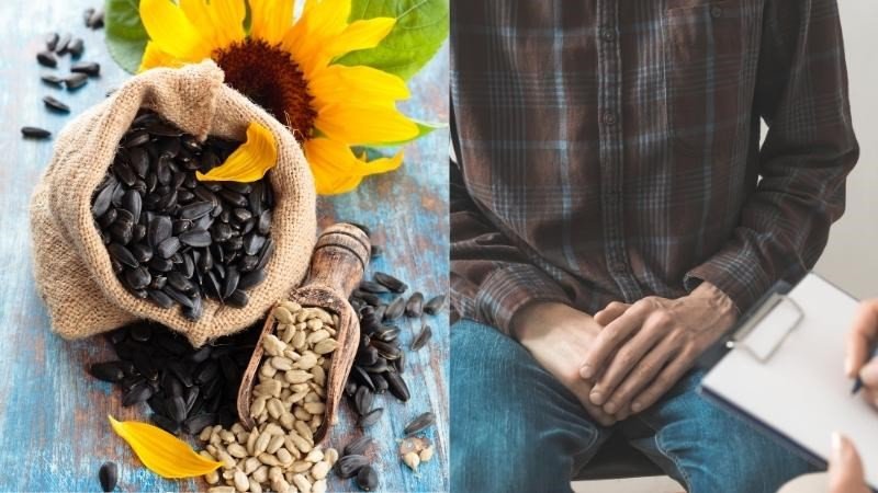 Hạt hướng dương và biểu tượng cảnh báo, gợi ý các tác động tiềm ẩn đến sức khỏe sinh sản nam giới