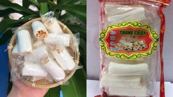 Hình ảnh kẹo dồi đậu phộng Nam Định đặc trưng