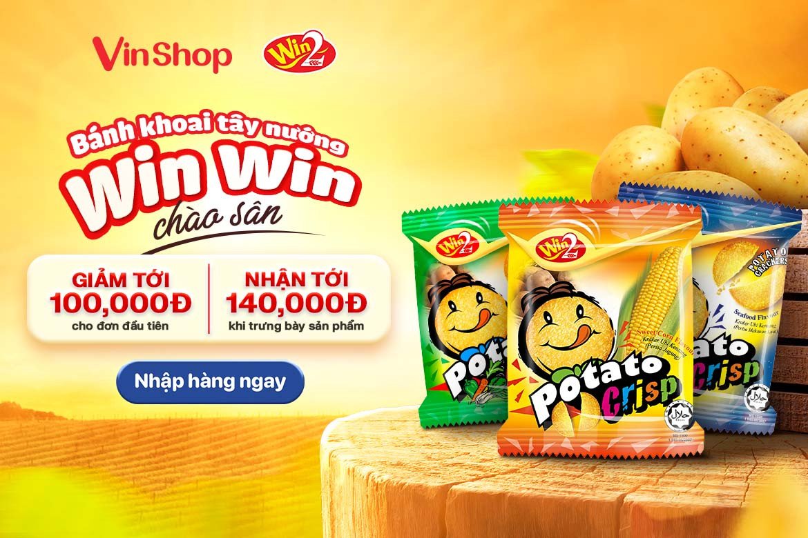 Hình ảnh sản phẩm bánh khoai tây Win Win, biểu tượng cho snack ít calo