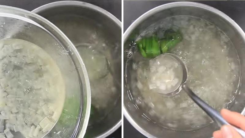 Hoàn tất món nước nha đam đường phèn lá dứa