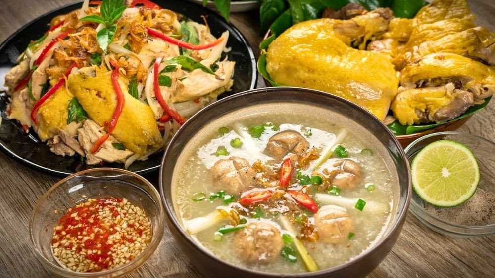 Hoàn thành món cháo gà