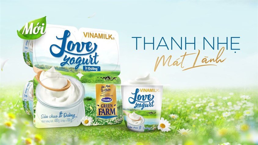 Hộp sữa chua Vinamilk Love Yogurt ít đường hỗ trợ tiêu hóa