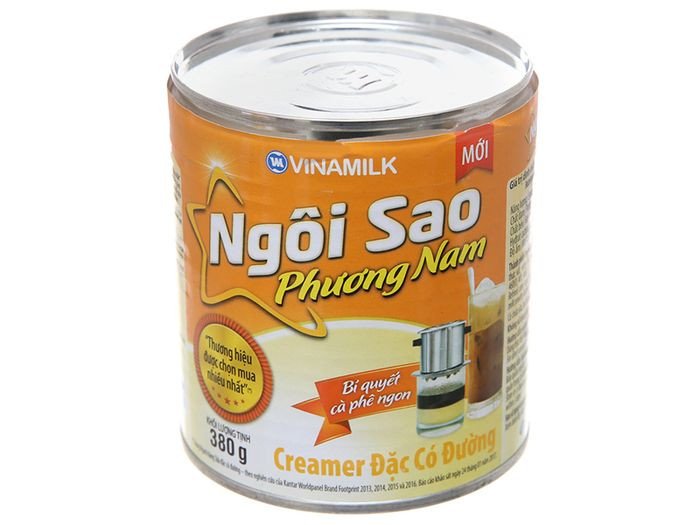 Hộp sữa đặc Ngôi Sao Phương Nam màu cam và thông tin calo