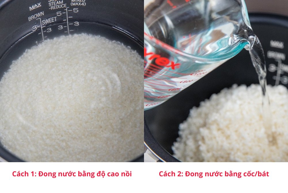 Hướng dẫn đong nước chuẩn xác khi nấu cơm gà bằng nồi cơm điện
