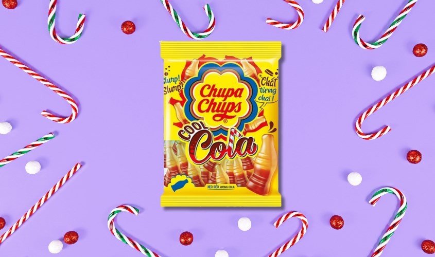 Kẹo dẻo Chupa Chups Cool Cola, một lựa chọn khác của kẹo Chupa Chups, so sánh calo kẹo dẻo Chupa Chups