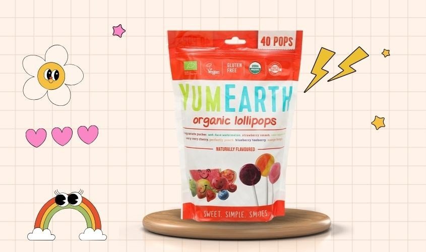Kẹo mút hữu cơ YumEarth với nhiều hương vị trái cây