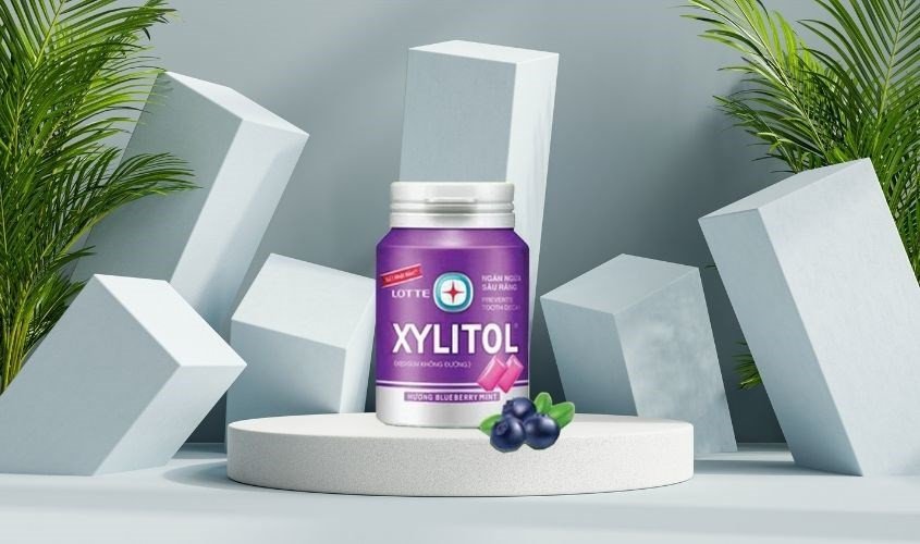 Kẹo singum Lotte Xylitol hương bạc hà, việt quất giúp cải thiện tiêu hóa