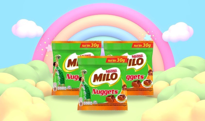 Kẹo socola Milo Nuggets, minh họa cách ăn kẹo khoa học