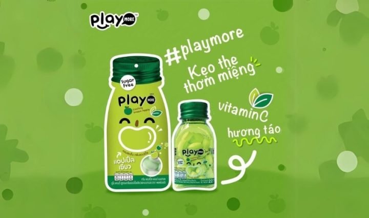 Kẹo the PlayMore vị táo xanh trong hũ nhỏ