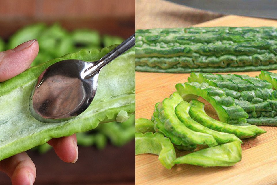 Khổ qua đã sơ chế, thái lát sẵn sàng để xào với trứng