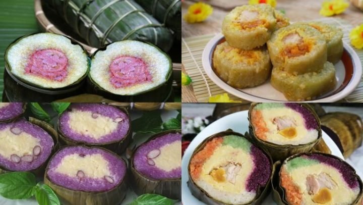 Khoanh bánh tét truyền thống với nhân đậu xanh và thịt mỡ