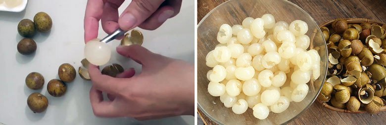 Kỹ thuật tách hạt ra khỏi cùi nhãn tươi, nguyên liệu chính cho chè hạt sen long nhãn