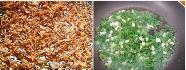 Làm mỡ hành thơm ngon cho món bánh tráng trộn