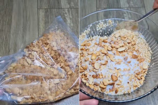 Làm muối mè đậu phộng để ăn kèm với xôi cẩm tím