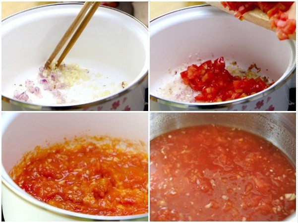 Làm nước sốt cà chua chuẩn bị kho cá