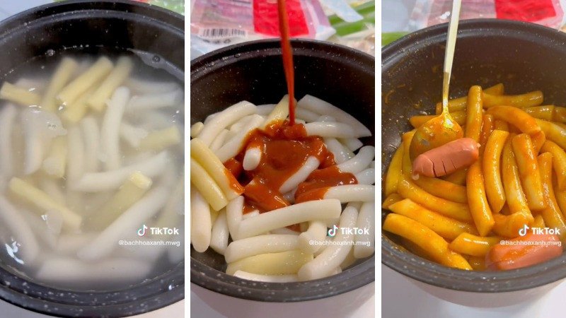 Làm tokbokki từ gói sẵn